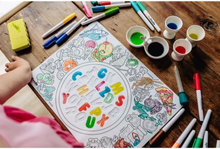 Hey Doodle, mata silikonowa do kolorowania 3D, alfabetyczna zupa