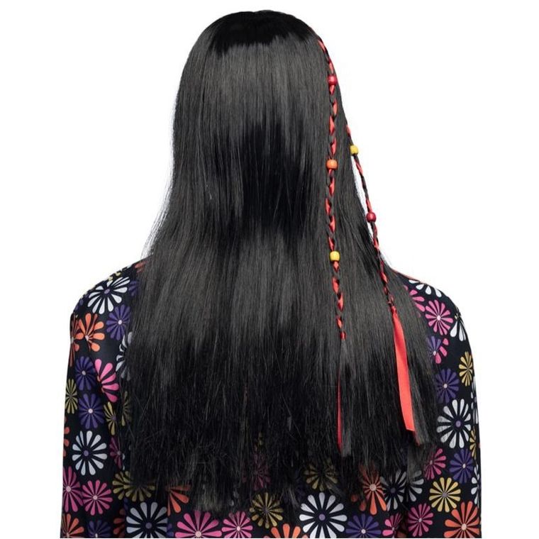 Hipis, peruka z warkoczykami, czarna