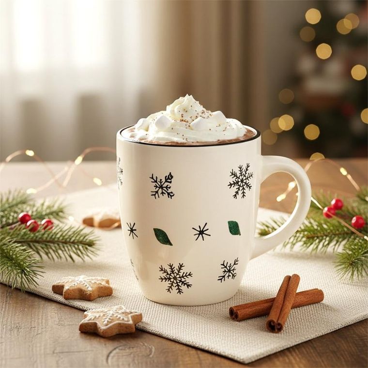 Hit, kubek ceramiczny, płatki śniegu, 350 ml