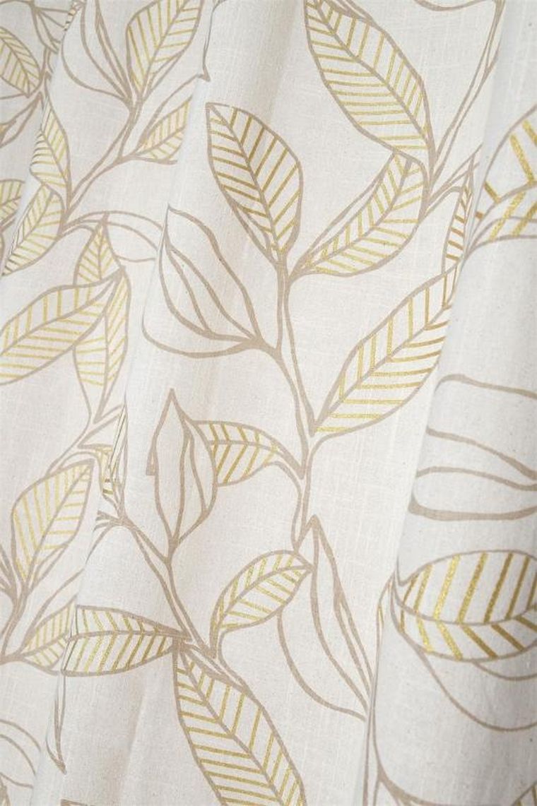 Home Styling Collection, Aner, zasłona z nadrukiem beżowych liści, 260-140 cm