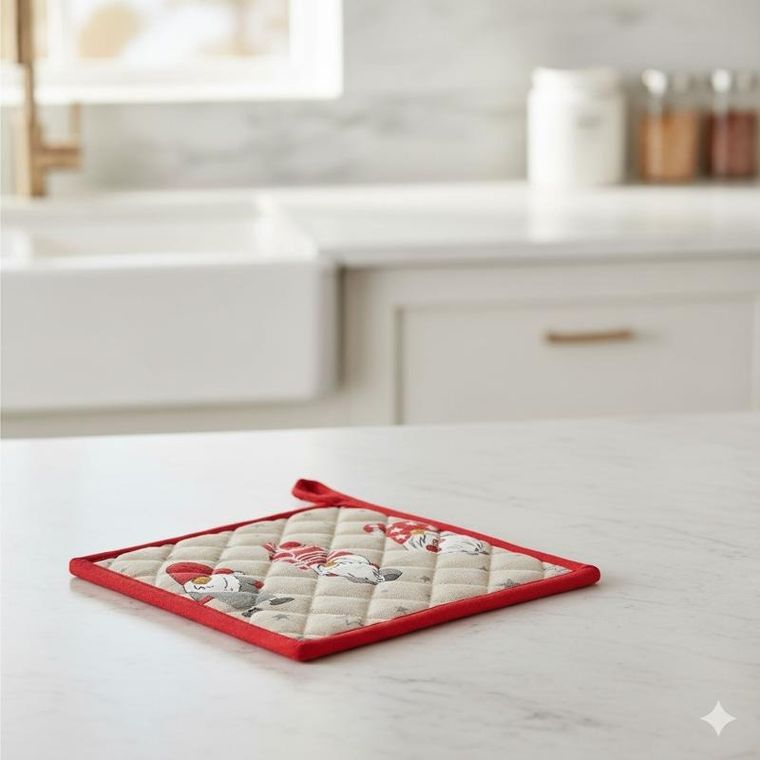 Home Styling Collection, bawełniana łapka kuchenna z motywem skrzata, 20-20 cm