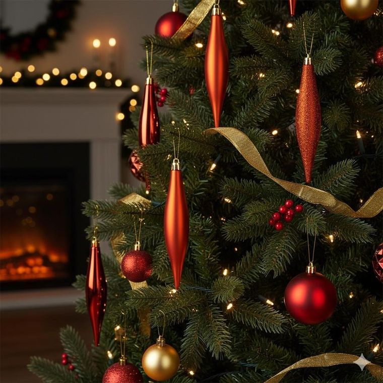 Home Styling Collection, bombki choinkowe, nietłukące, sople, czerwone, 15 cm, 4 szt.