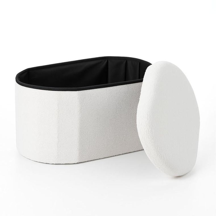 Home Styling Collection, Boucle Bini, podłużna pufa ze schowkiem, 71-39,5-39 cm