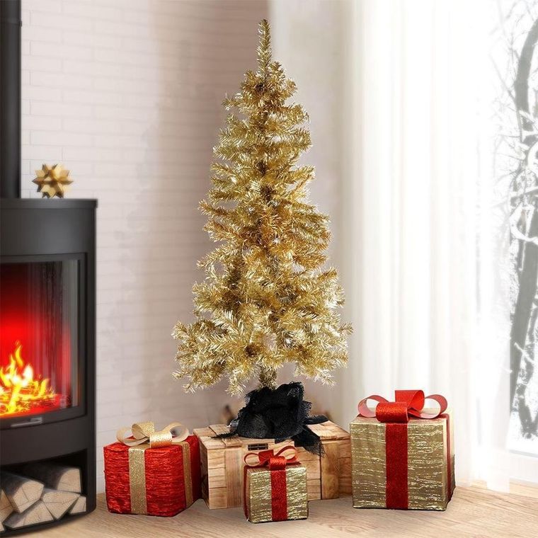 Home Styling Collection, choinka sztuczna, złota, 120 cm