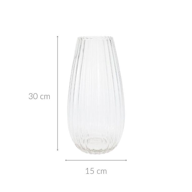 Home Styling Collection, Clear, wazon szklany, przezroczysty, ryflowane szkło, średnica 15-30 cm