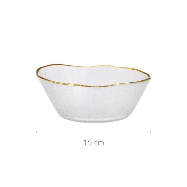 Home Styling Collection, Datura, szklana miska ze złotą obwódką, 15 cm
