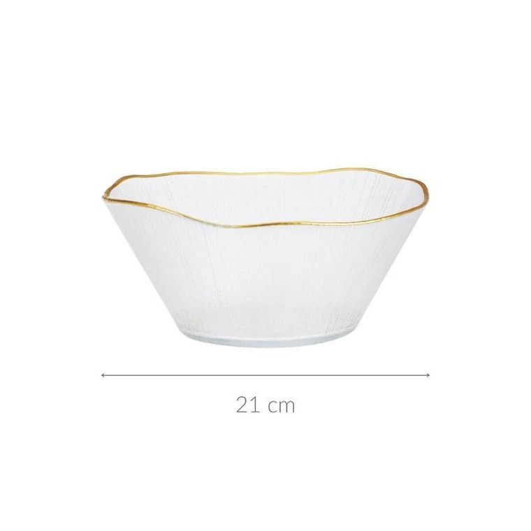 Home Styling Collection, Datura, szklana miska ze złotą obwódką 21 cm