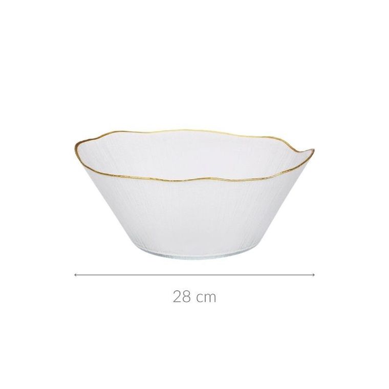 Home Styling Collection, Datura, szklana miska ze złotą obwódką 28 cm