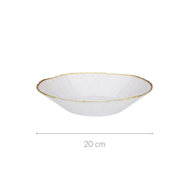 Home Styling Collection, Datura, szklany talerz głeboki ze złotą obwódką, 20 cm
