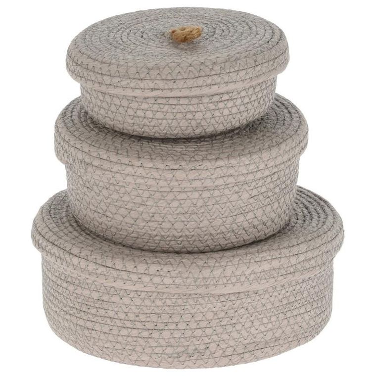 Home Styling Collection, dekoracyjne koszyki do przechowywania, jutowa pokrywka, 3 szt.