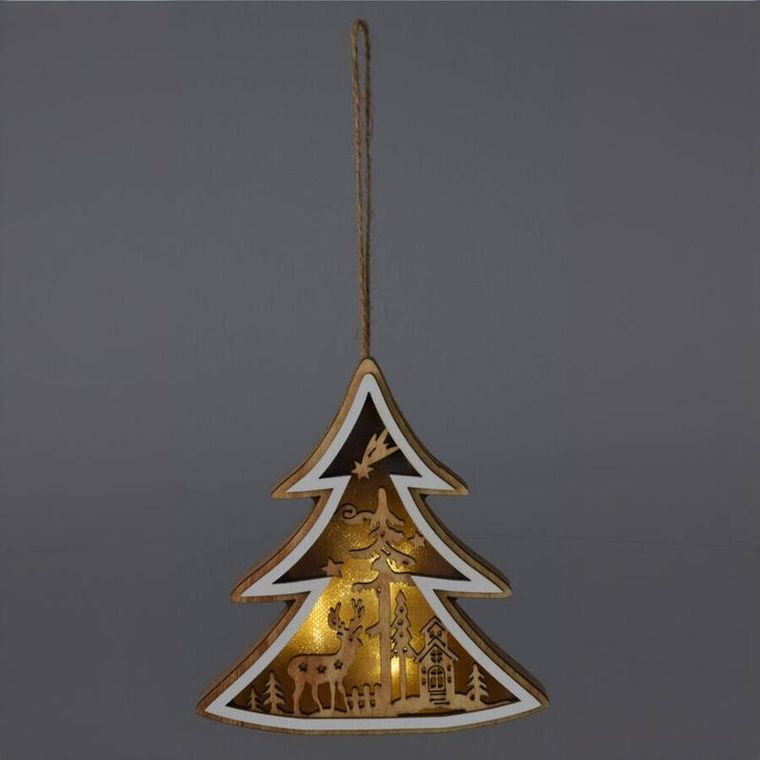 Home Styling Collection, drewniana dekoracja świąteczna do zawieszenia, 12 cm