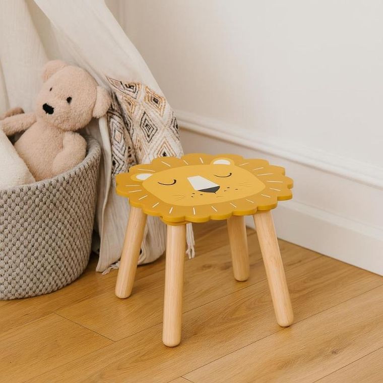 Home Styling Collection, drewniany stołek dziecięcy, safari, 28 cm