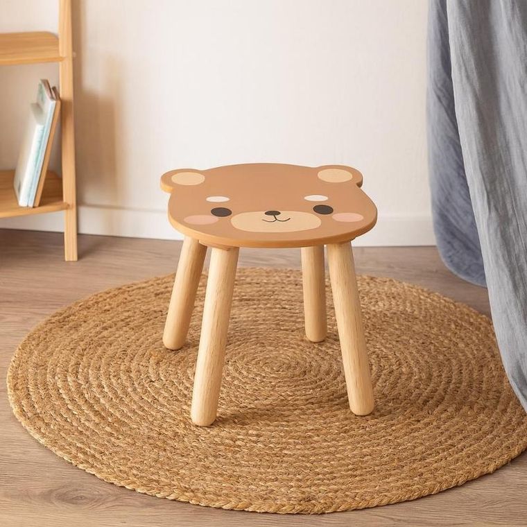 Home Styling Collection, drewniany stołek dziecięcy, safari, 28 cm