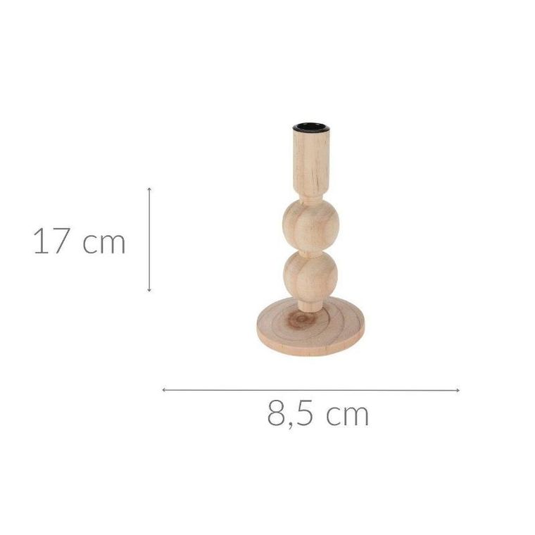 Home Styling Collection, drewniany świecznik, naturalny