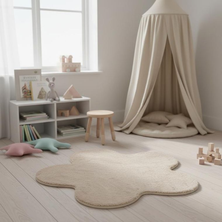 Home Styling Collection, dywan do pokoju dziecięcego kwiatek, Telos, 90-60 cm