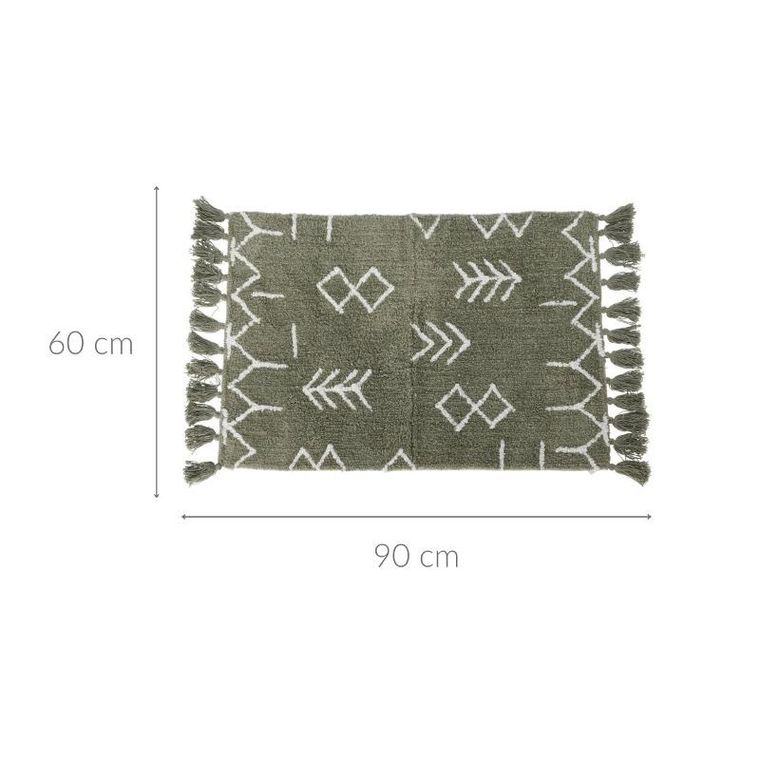 Home Styling Collection, Etno, dywan z frędzlami, zielony