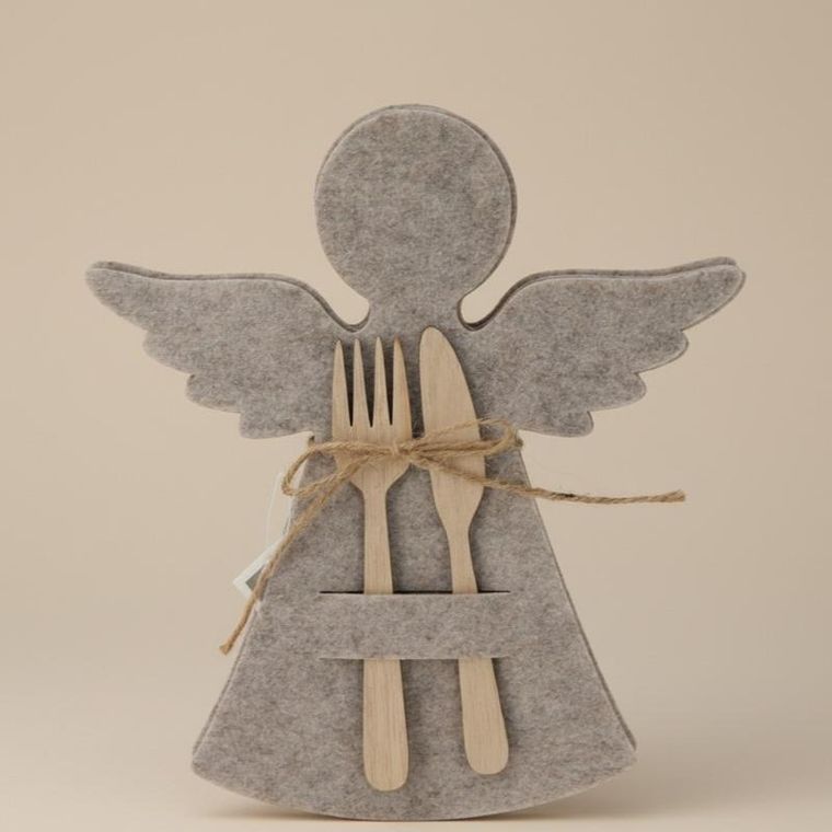 Home Styling Collection, filcowa kieszonka na sztućce w kształcie aniołka, 22-20 cm