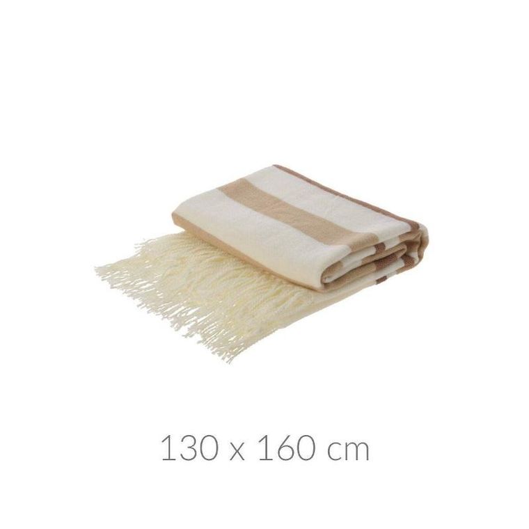 Home Styling Collection, koc z frędzlami, w paski, z akrylu, 130-160 cm