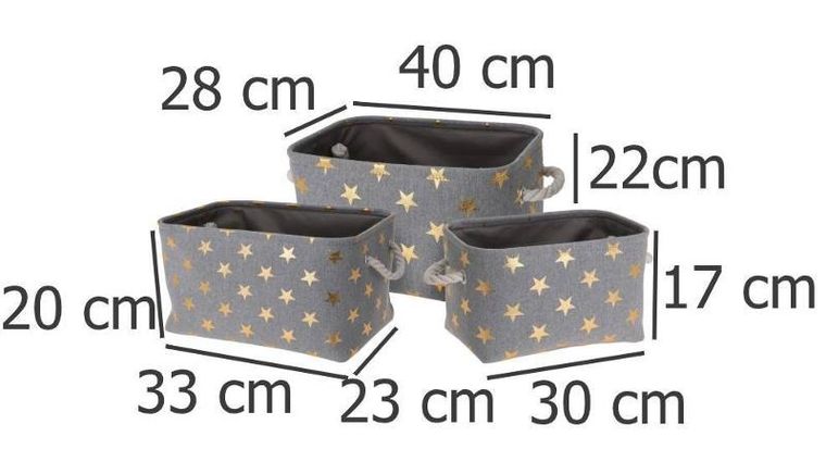 Home Styling Collection, kosze do przechowywania, Stars, 3 rozmiary