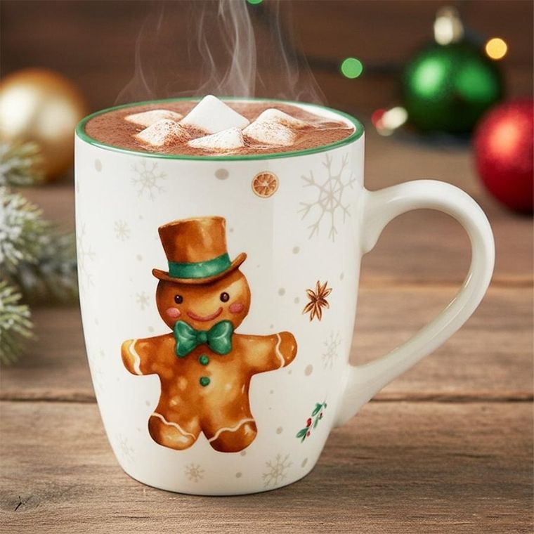 Home Styling Collection, kubek porcelanowy, piernikowy ludzik, 320 ml