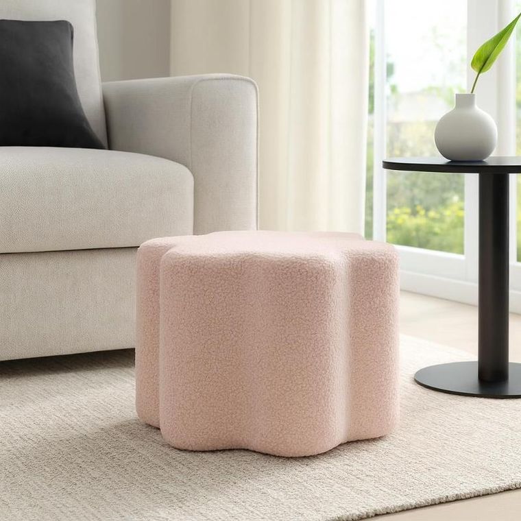 Home Styling Collection, Kwiatek Yore, pufa, baranek, 34-34-29 cm