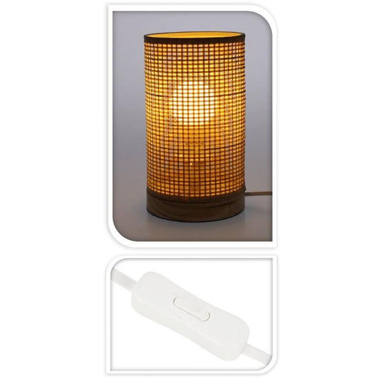 Home Styling Collection, lampa stołowa bambus, tuba, podstawa z drewna sosnowego, 13-23 cm