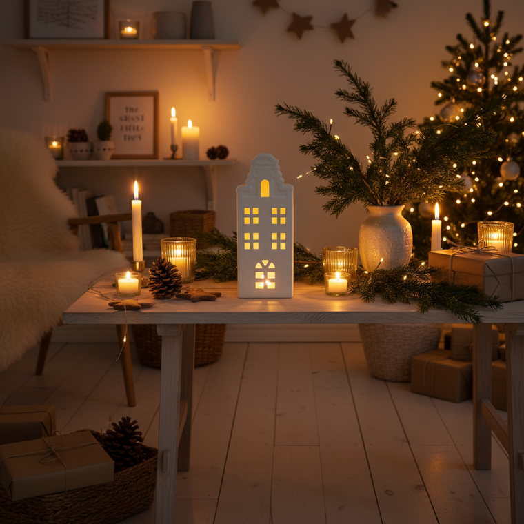 Home Styling Collection, lampka LED w kształcie domu, 31 cm