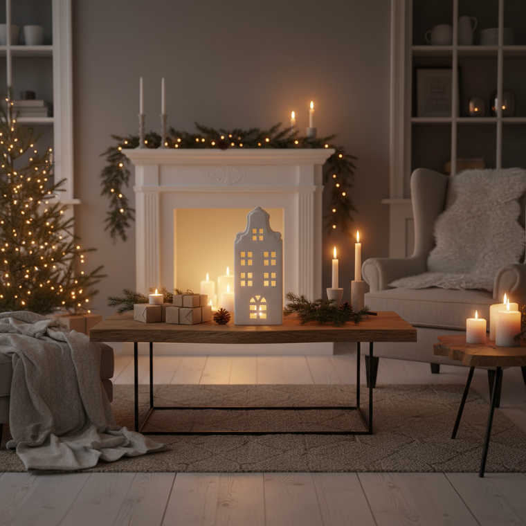 Home Styling Collection, lampka LED w kształcie domu, 31 cm