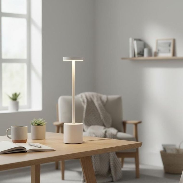 Home Styling Collection, lampka stołowa LED z ładowalną baterią, metal, 34 cm