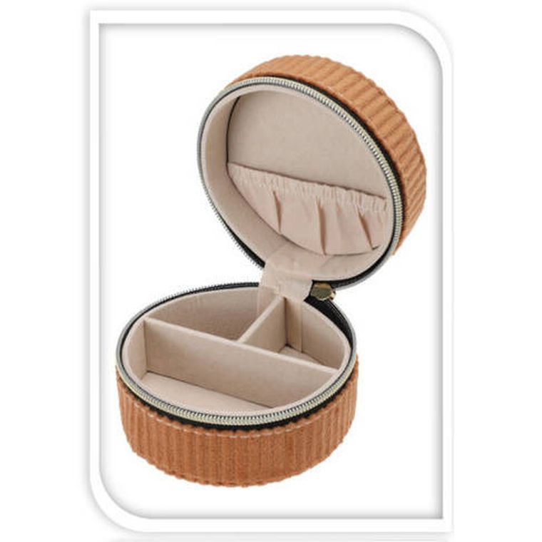 Home Styling Collection, mała szkatułka na biżuterię, sztruks, Ø 8 cm