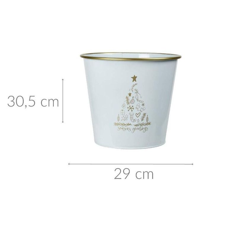 Home Styling Collection, metalowe wiaderko świąteczne, białe