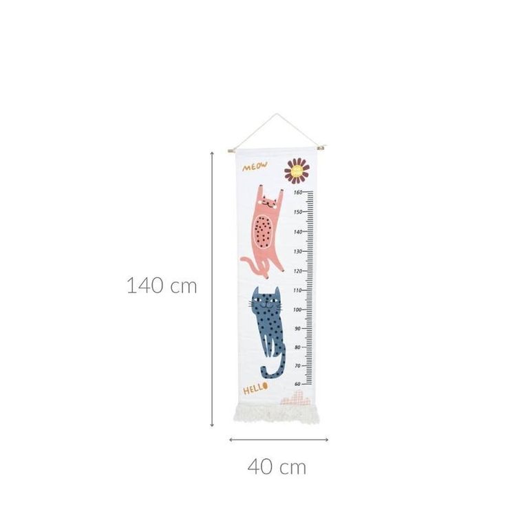 Home Styling Collection, miarka wzrostu na ścianę, płócienna z frędzlami, do 160 cm wzrostu, 40-140 cm