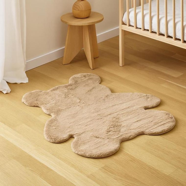 Home Styling Collection, Miś, dywan dziecięcy z imitacji futra, brązowy, 100-85 cm