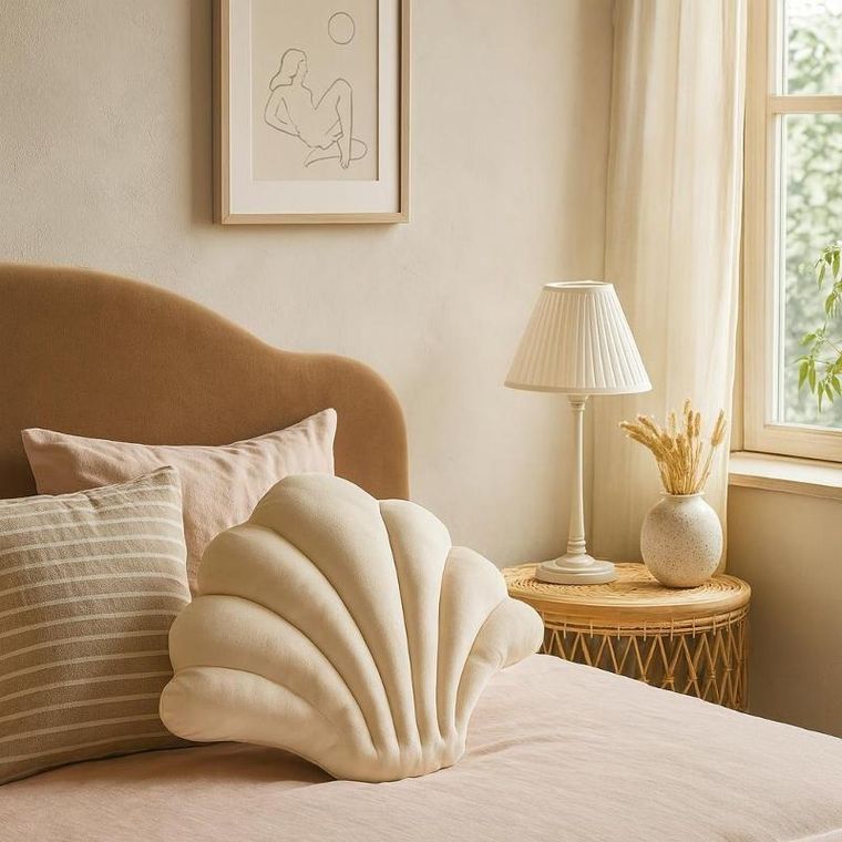 Home Styling Collection, Morni, poduszka ozdobna w kształcie muszli, 43-33 cm