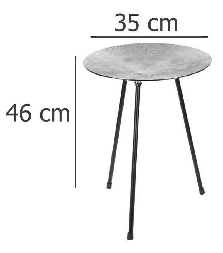 Home Styling Collection, okrągły stolik kawowy, na trójngonu, srebrny