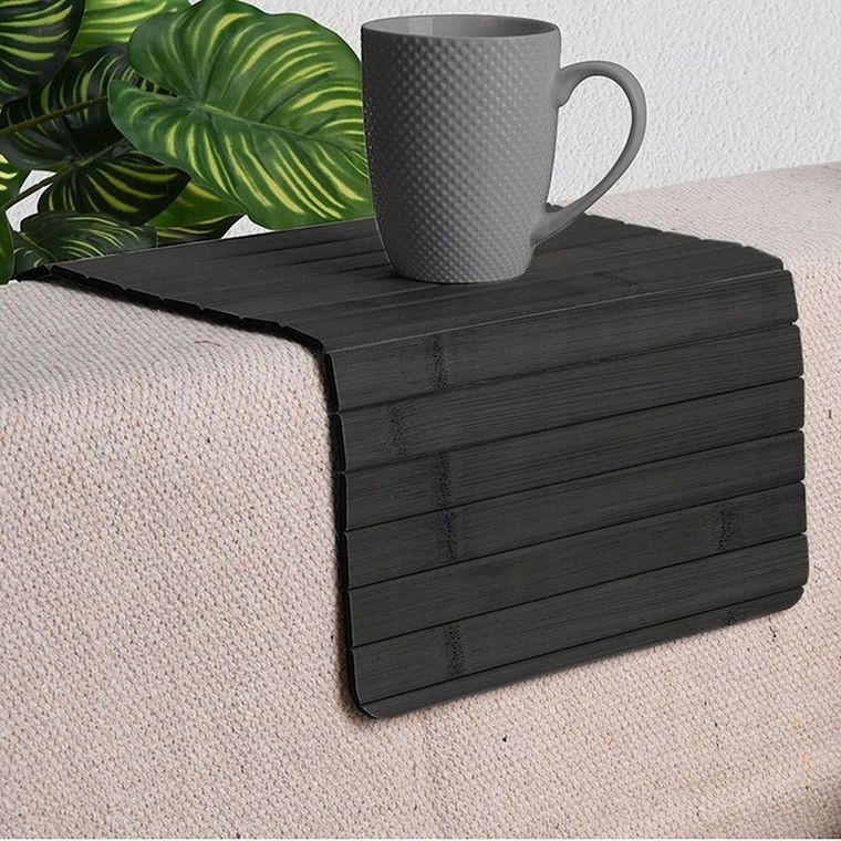 Home Styling Collection, podstawka na podłokietnik, 44-24 cm, bambus, czarna