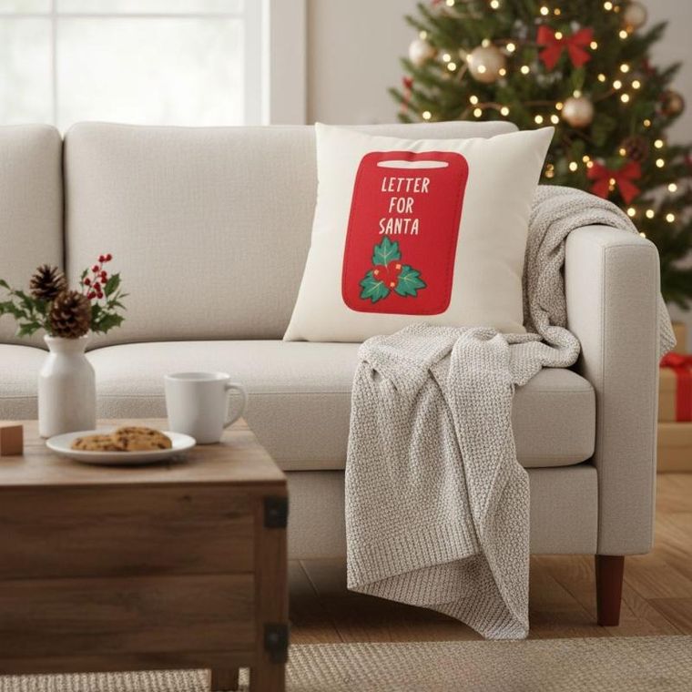 Home Styling Collection, poduszka dekoracyjna, świąteczny wzór, biała, 40-40 cm