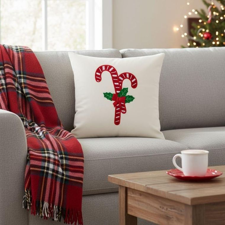 Home Styling Collection, poduszka dekoracyjna, świąteczny wzór, biała, 40-40 cm