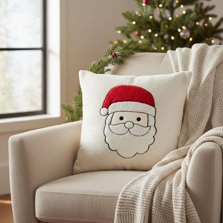 Home Styling Collection, poduszka dekoracyjna, świąteczny wzór, biała, 44-44 cm