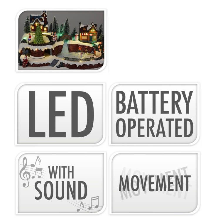 Home Styling Collection, ruchoma scenka świąteczna lodowisko, z oświetleniem led i pozytywką, 41 cm