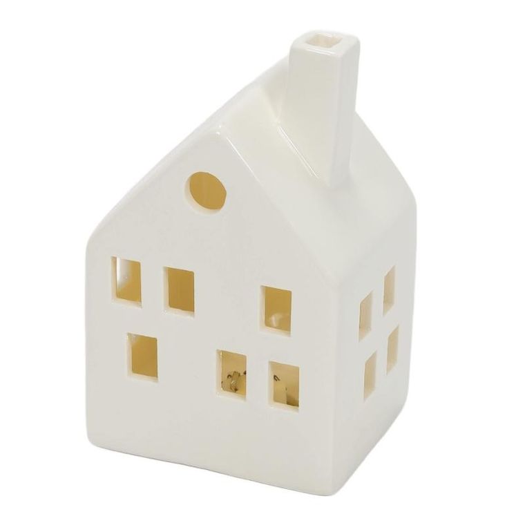 Home Styling Collection, Scandi, ceramiczne domki led, 3 ozdoby świetlne