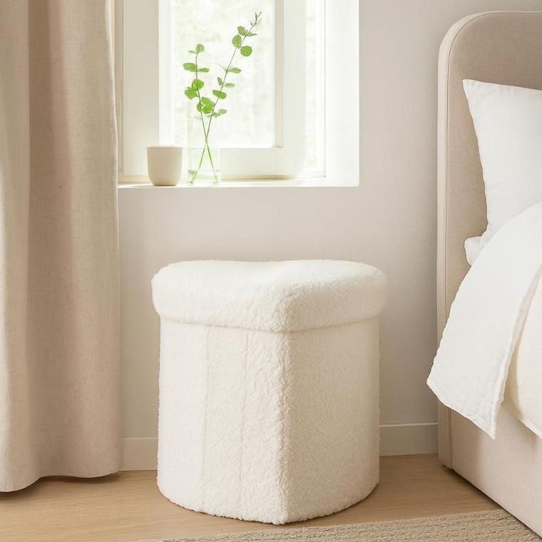 Home Styling Collection, Serce Alloy, pufa, tapicerka baranek, 34-28-35 cm