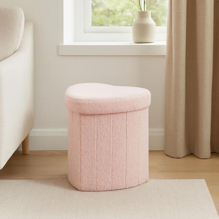 Home Styling Collection, Serce Alloy, pufa, tapicerka baranek, 34-28-35 cm