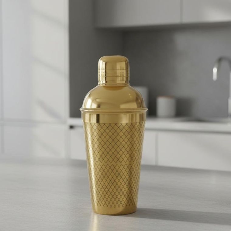 Home Styling Collection, shaker koktajlowy ze stali nierdzewnej z grawerem, 650 ml