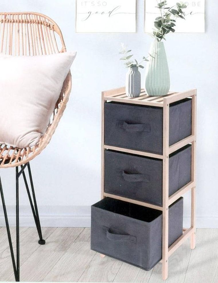 Home Styling Collection, składany regał z tekstylnymi szufladami, 65 cm