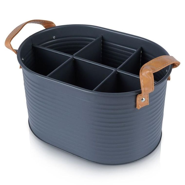 Home Styling Collection, skrzynka na butelki, metalowa, szara