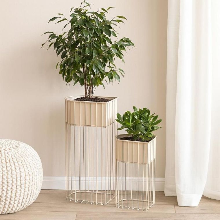 Home Styling Collection, Soft Form, zestaw 2 metalowych kwietników stojących