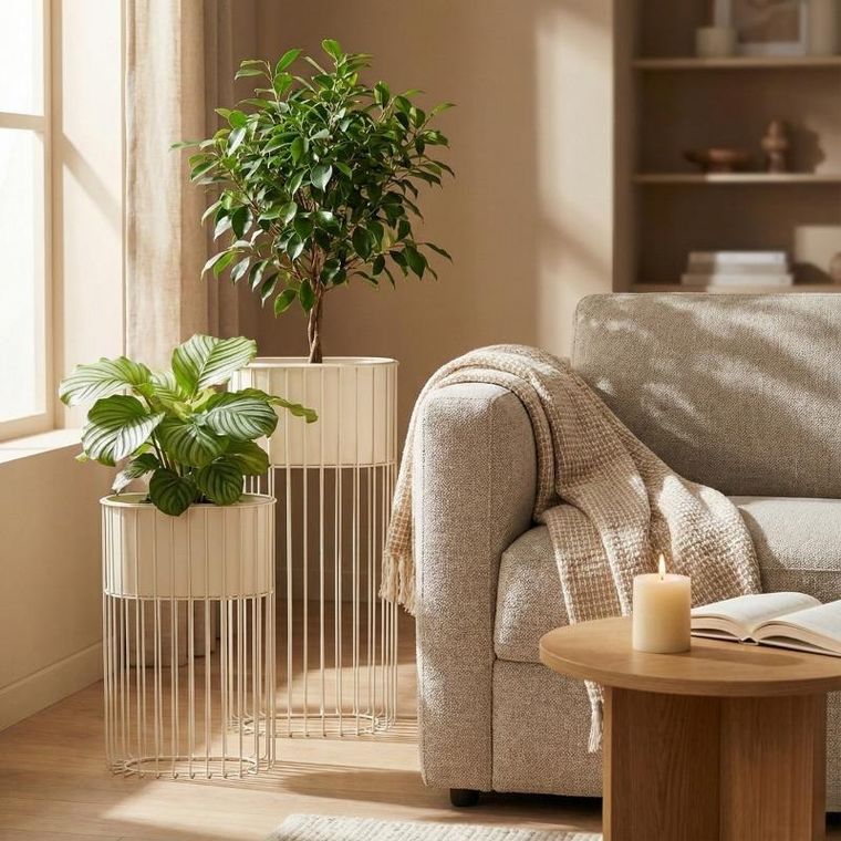 Home Styling Collection, Soft Form, zestaw 2 metalowych kwietników stojących