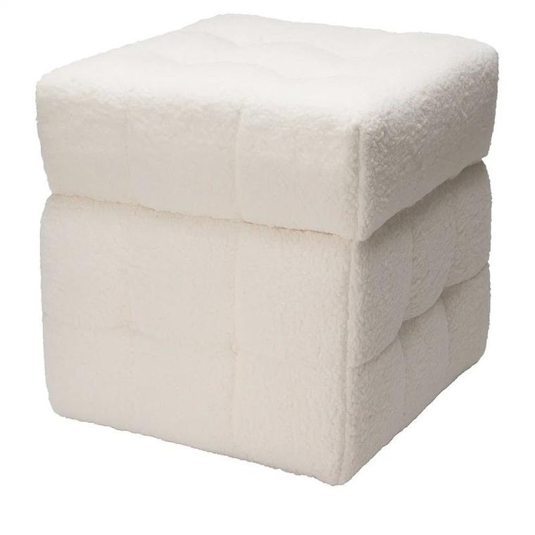 Home Styling Collection, Square, pufa ze schowkiem kostka, tapicerka baranek, 38-38-37 cm