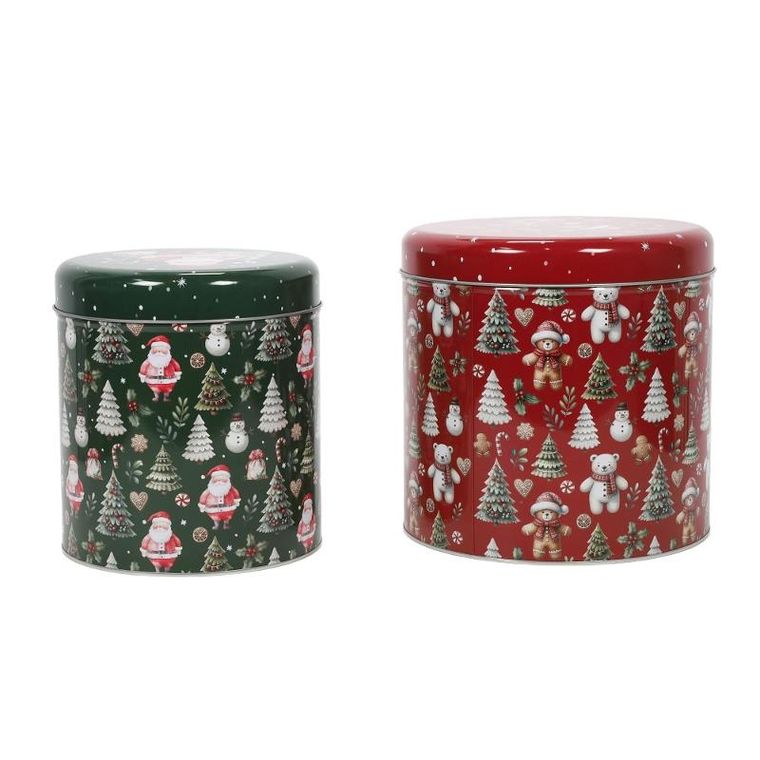 Home Styling Collection, świąteczny zestaw metalowych pojemników w różnych rozmiarach, 2 szt.